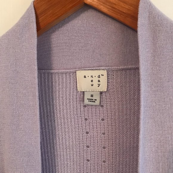 A N D E A W Y andeawy Lavender Lilac Lightweight Long Open Cardigan Sweater S 6 - Picture 2 of 4